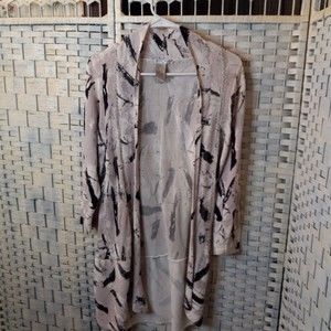 Alberto Makali Knit Open Front Knit Sweater Jacket Black Beige Silver Fish Net